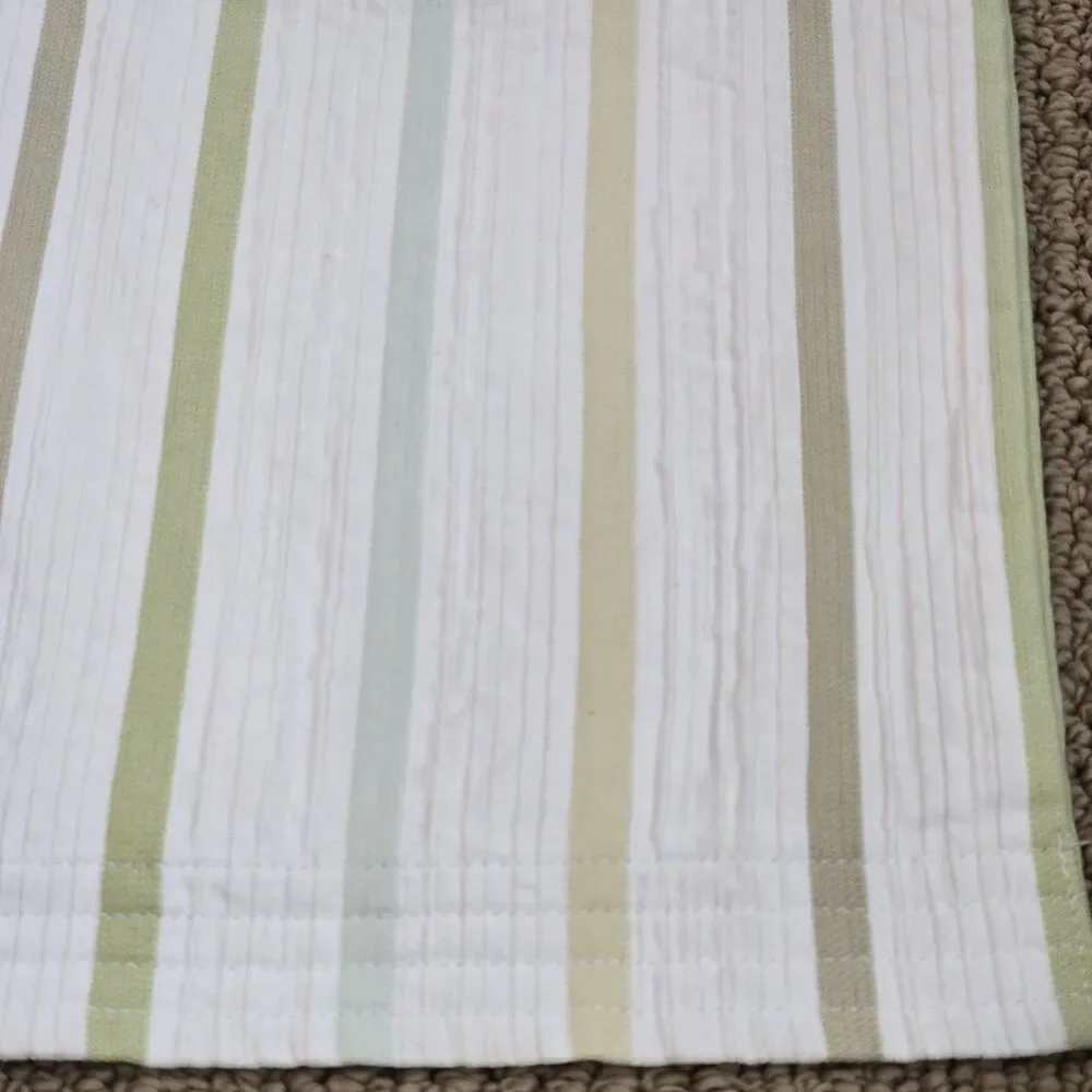 2 CRATE & BARREL Standard Sham Pillowcase Lima Stripe Green Texture Cotton 20x26